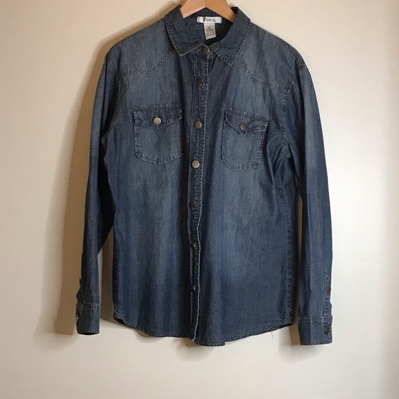 NWT Pinky XL Denim Long Sleeve Button Down Shirt - Picture 8 of 13